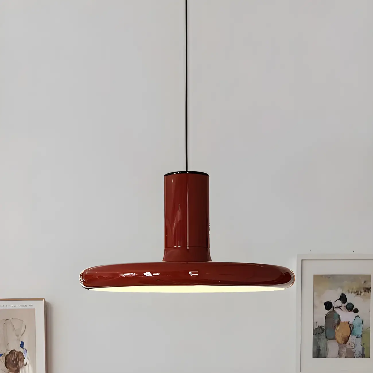 Modern Red Metal Ufo Kitchen Pendant Hanging Lighting Image - 2 | homeyfad