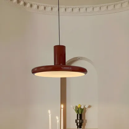 Modern Red Metal Ufo Kitchen Pendant Hanging Lighting Image - 4