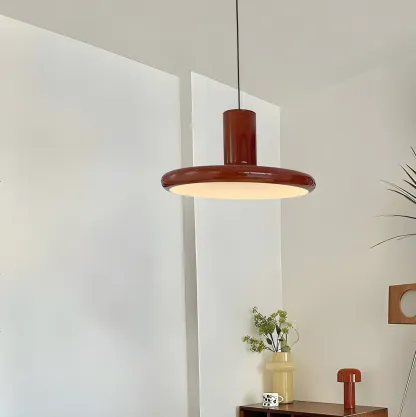 Modern Red Metal Ufo Kitchen Pendant Hanging Lighting Image - 5