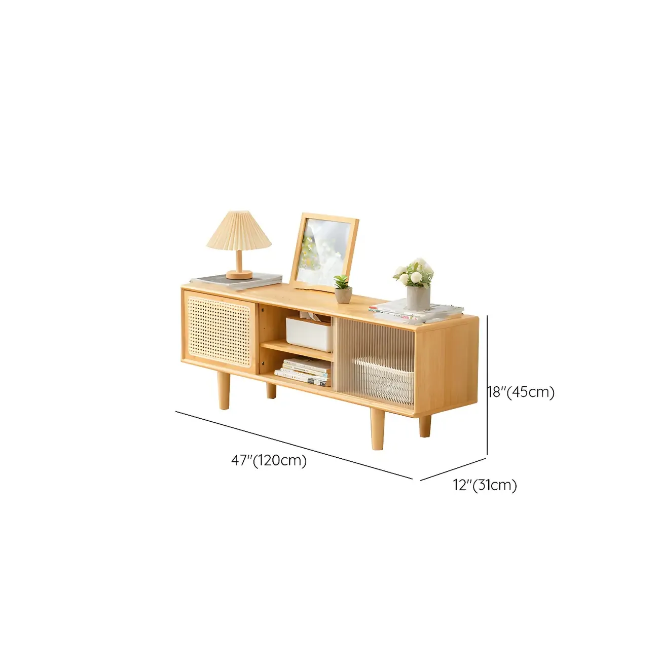 Traditional Wooden Mueble Para TV Stand with Open Storage #size