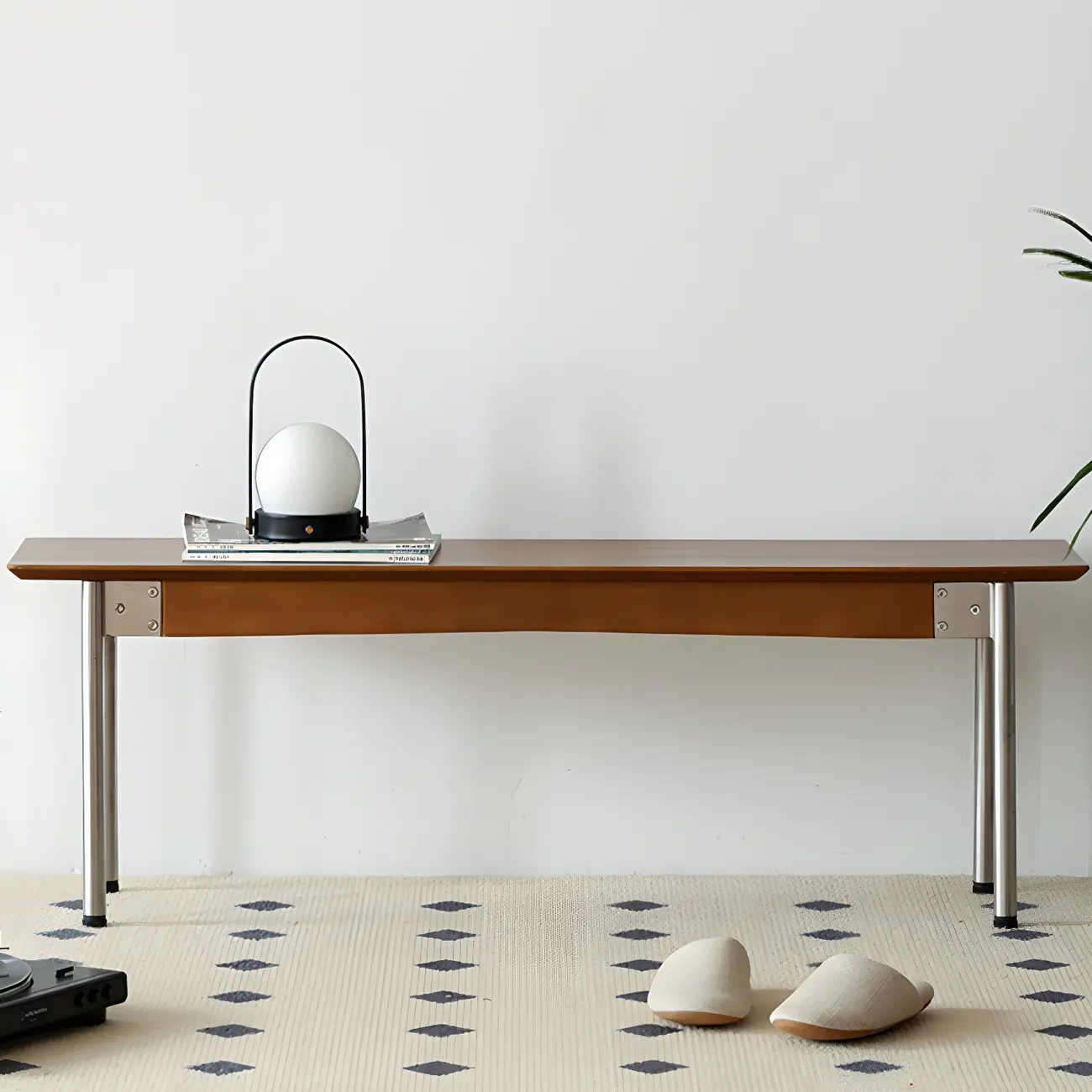 Scandinavian Long Brown Wooden Bedroom Bench Image - 2 | homeyfad