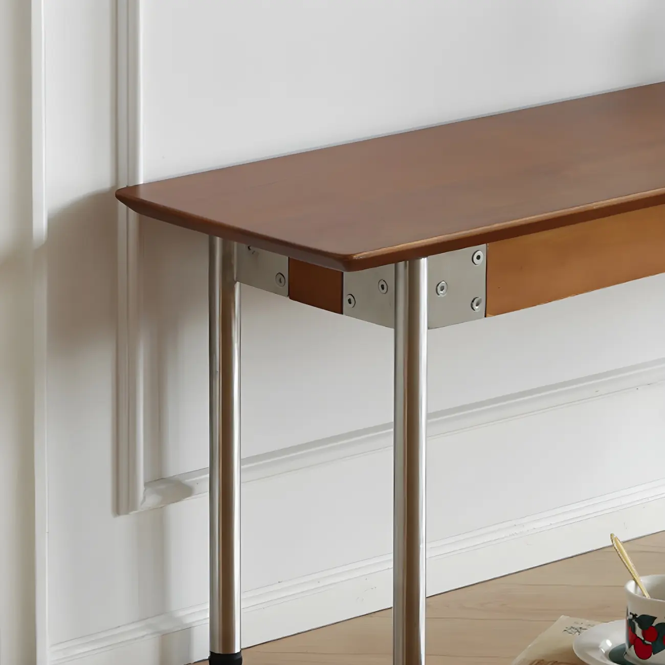 Scandinavian Long Brown Wooden Bedroom Bench Image - 7 | homeyfad