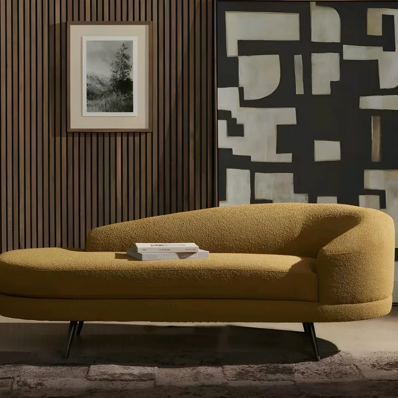 Durable Camel Upholstered Single-Arm Chaise Lounge for Home Image - 2 | homeyfad
