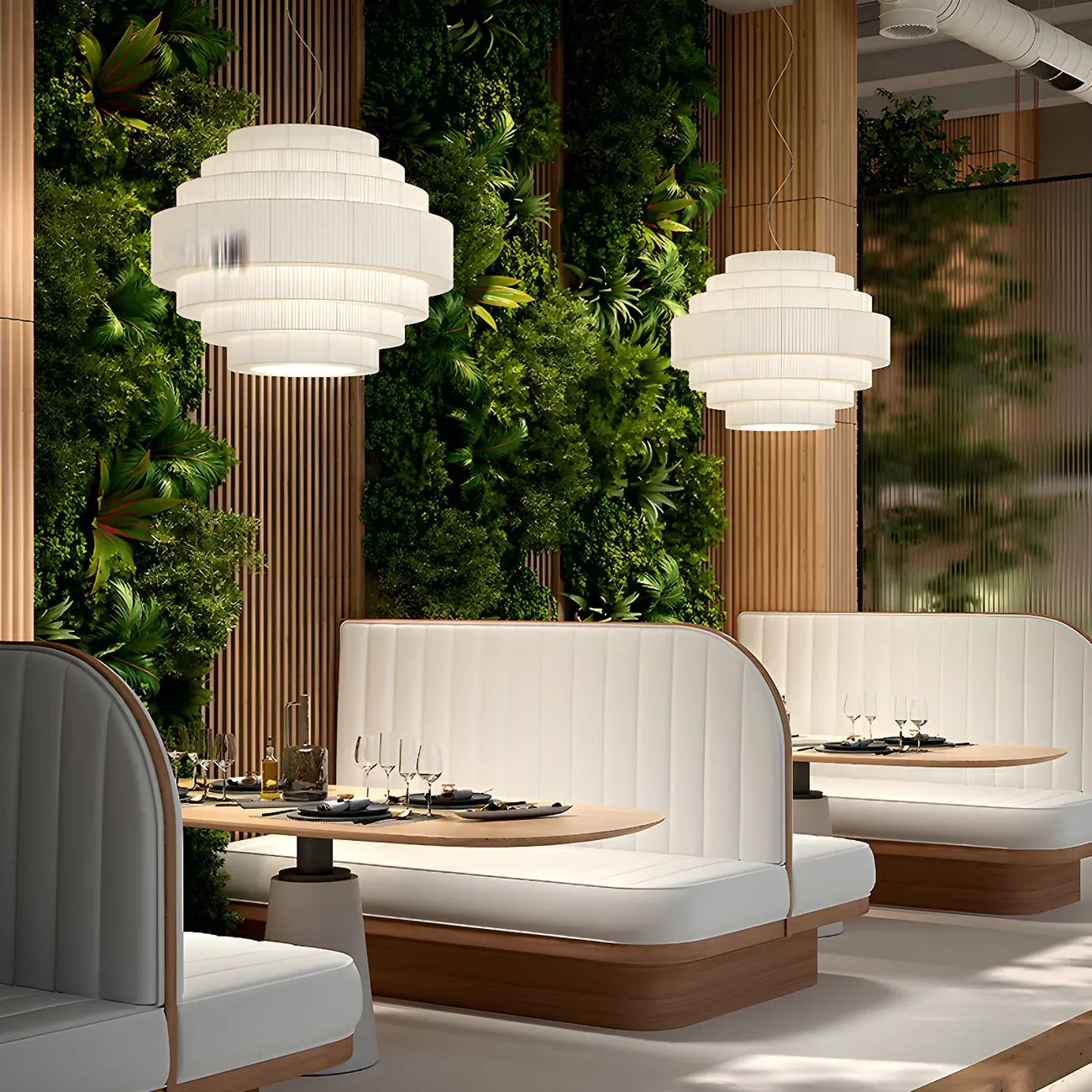 White Round Fabric Tiered Modern Crystal Chandelier Image - 4 | homeyfad