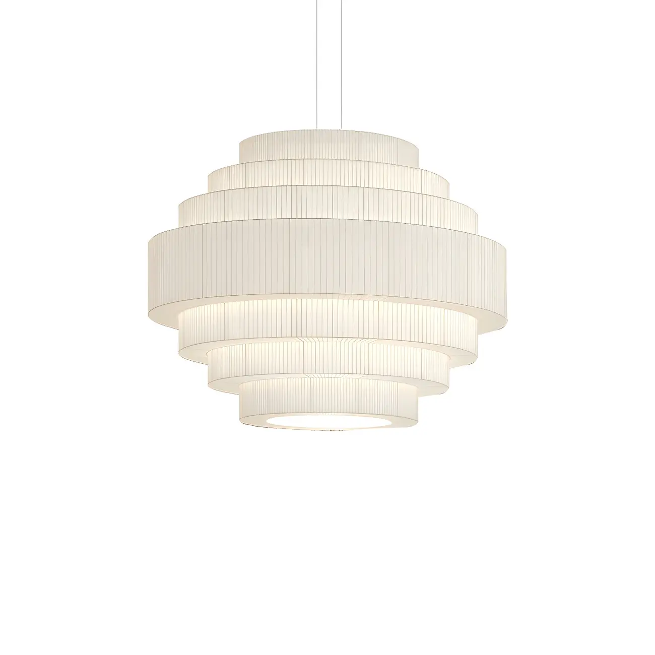 White Round Fabric Tiered Modern Crystal Chandelier Image - 6 | homeyfad