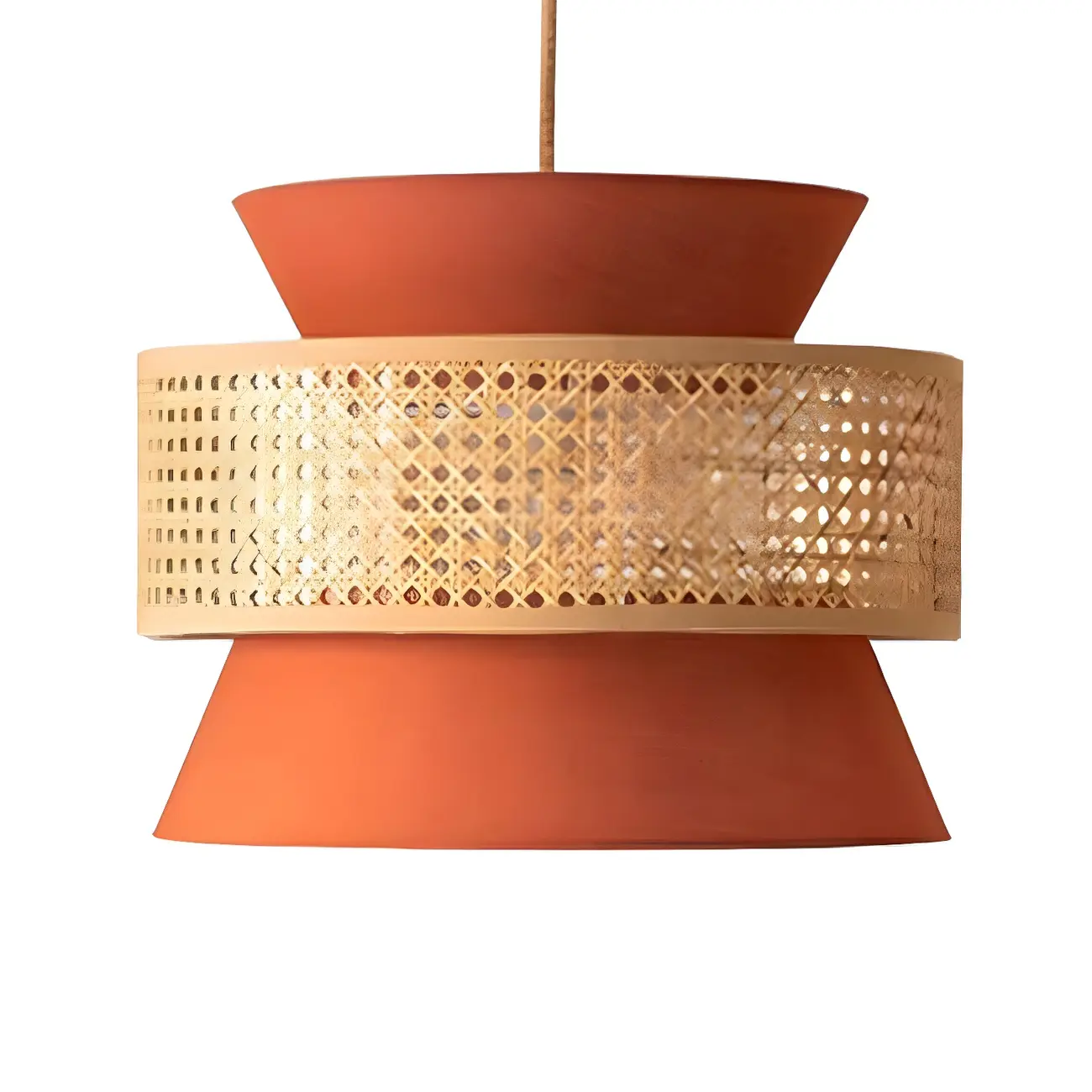 Boho Drum Woven Chandelier for Dining Room Image - 10 | homeyfad