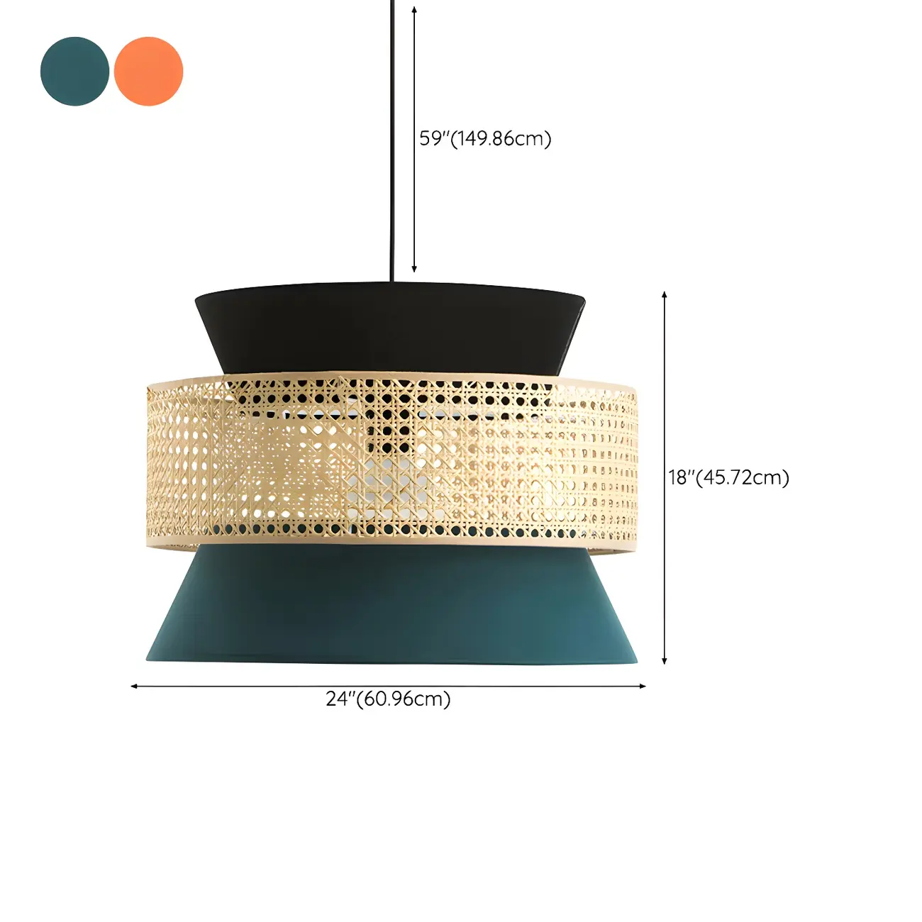 Boho Woven Modern Drum Cylinder Chandelier Adjustable Height #size