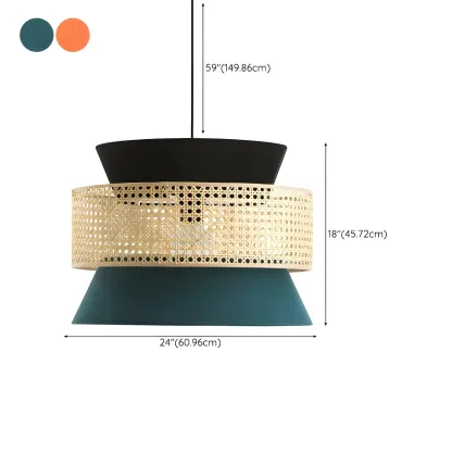 Boho Drum Woven Chandelier for Dining Room #size