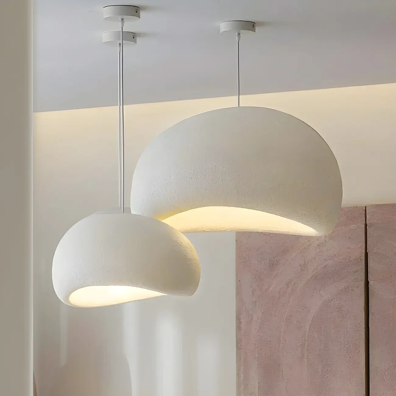 Art Deco Modern White Resin Dome Hanging Pendant Light  Image - 1 | homeyfad