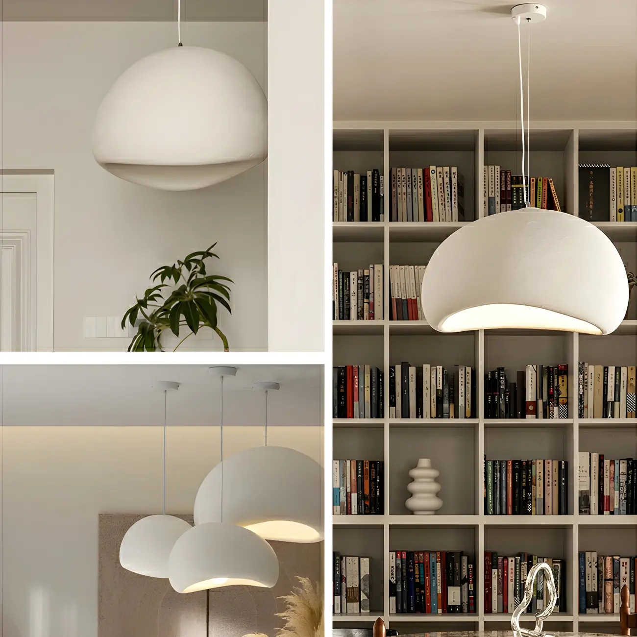 Art Deco Modern White Resin Dome Hanging Pendant Light  Image - 3 | homeyfad