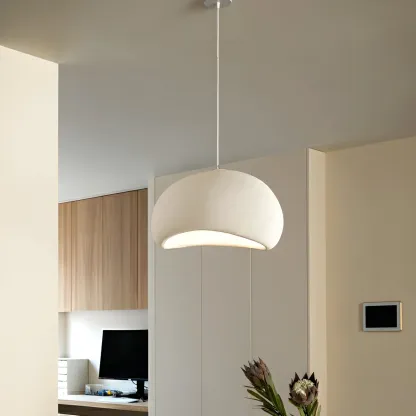 Art Deco Modern White Resin Dome Hanging Pendant Light  Image - 9