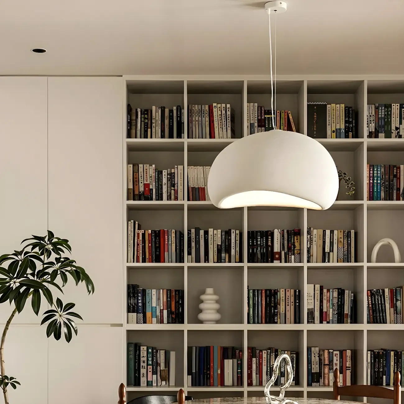 Art Deco Modern White Resin Dome Hanging Pendant Light  Image - 10