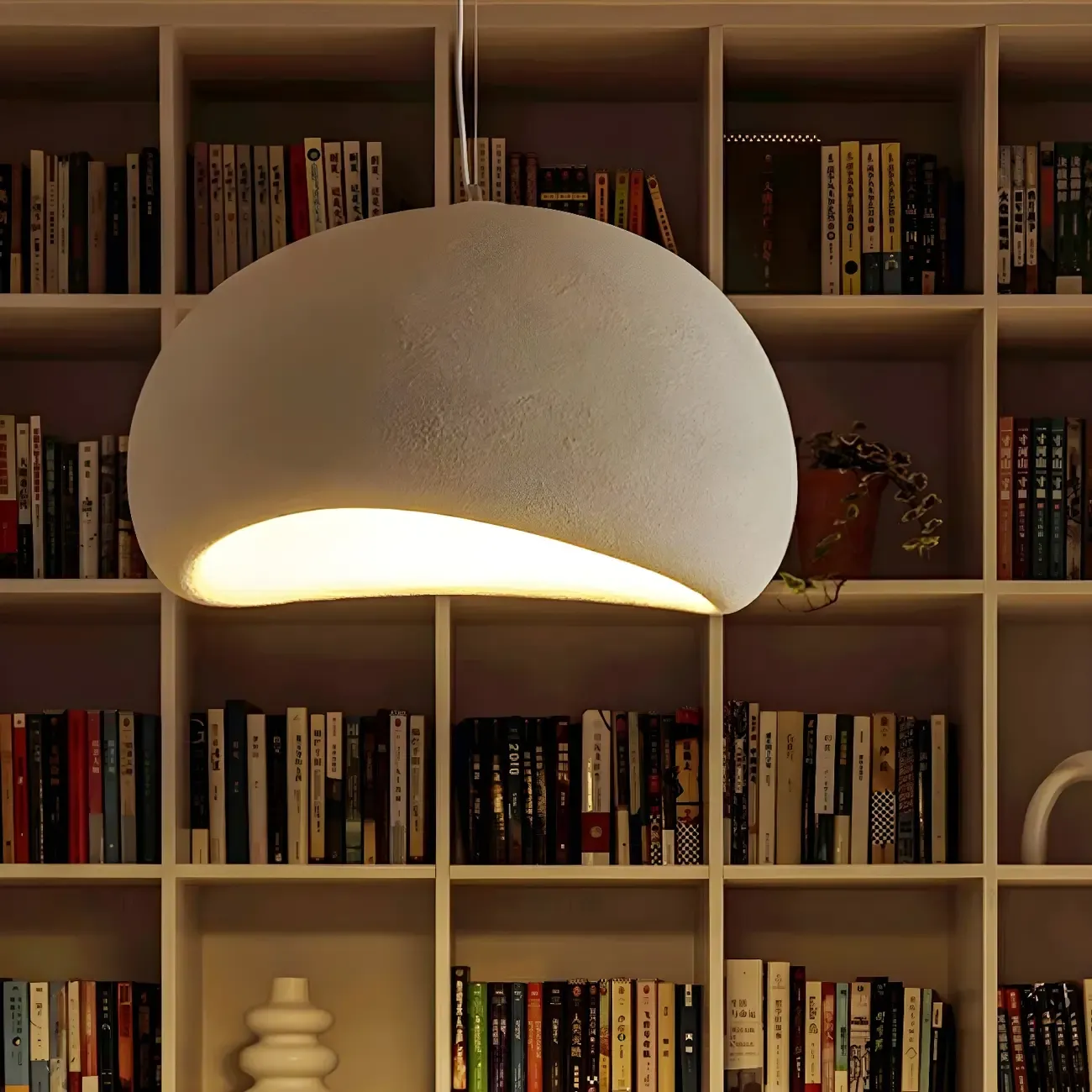 Art Deco Modern White Resin Dome Hanging Pendant Light  Image - 11