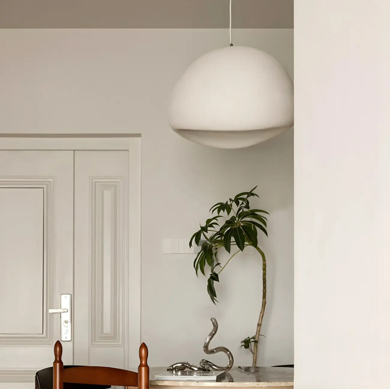 Art Deco Modern White Resin Dome Hanging Pendant Light  Image - 12 | homeyfad