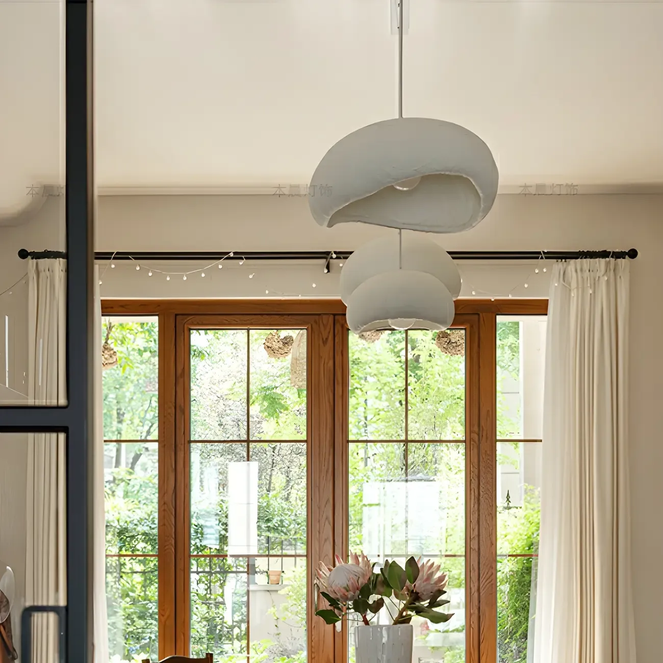 Art Deco Modern White Resin Dome Hanging Pendant Light  Image - 13