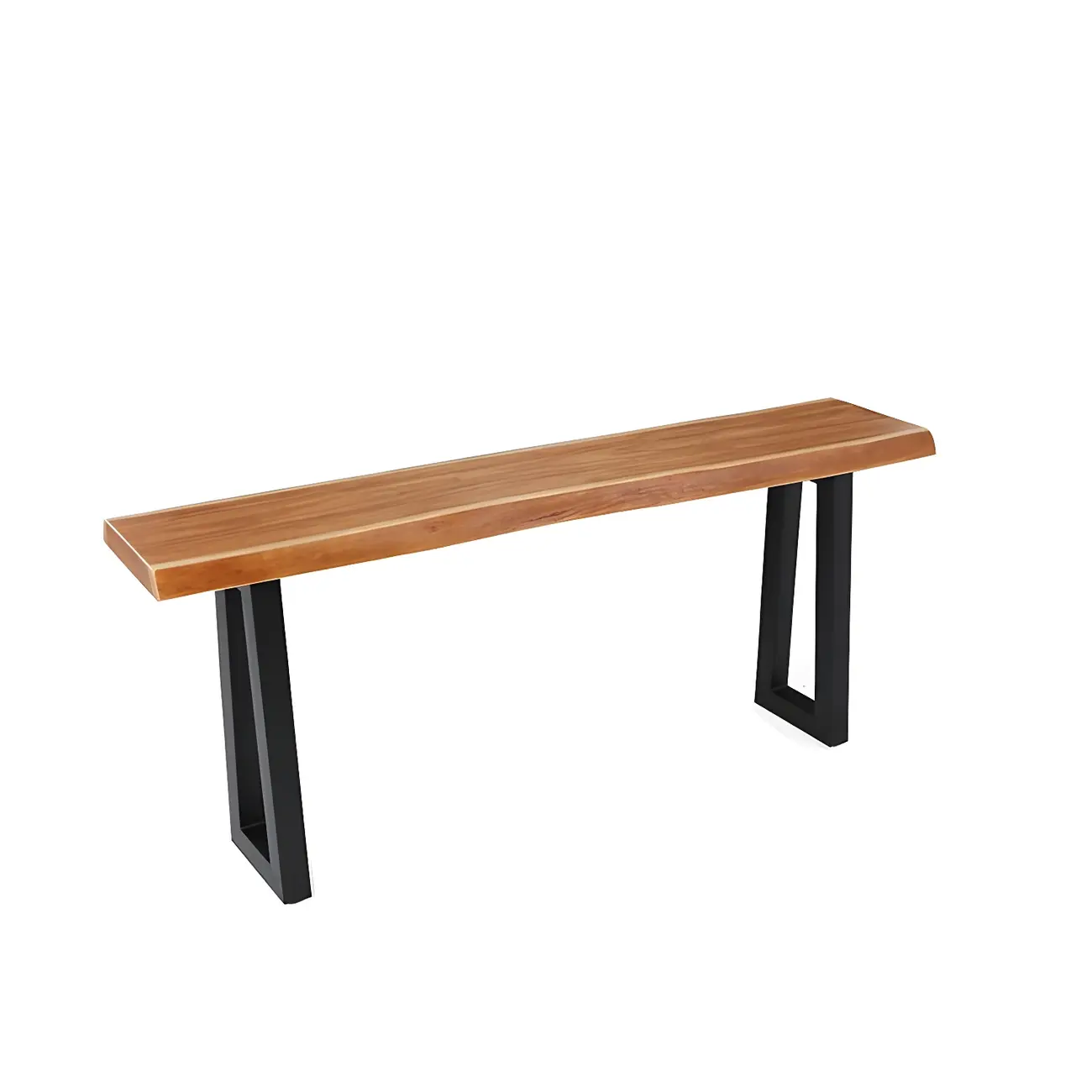 Industrial Brown Pine Rectangular Bar Table with Metal Sled Base Image - 5 | homeyfad