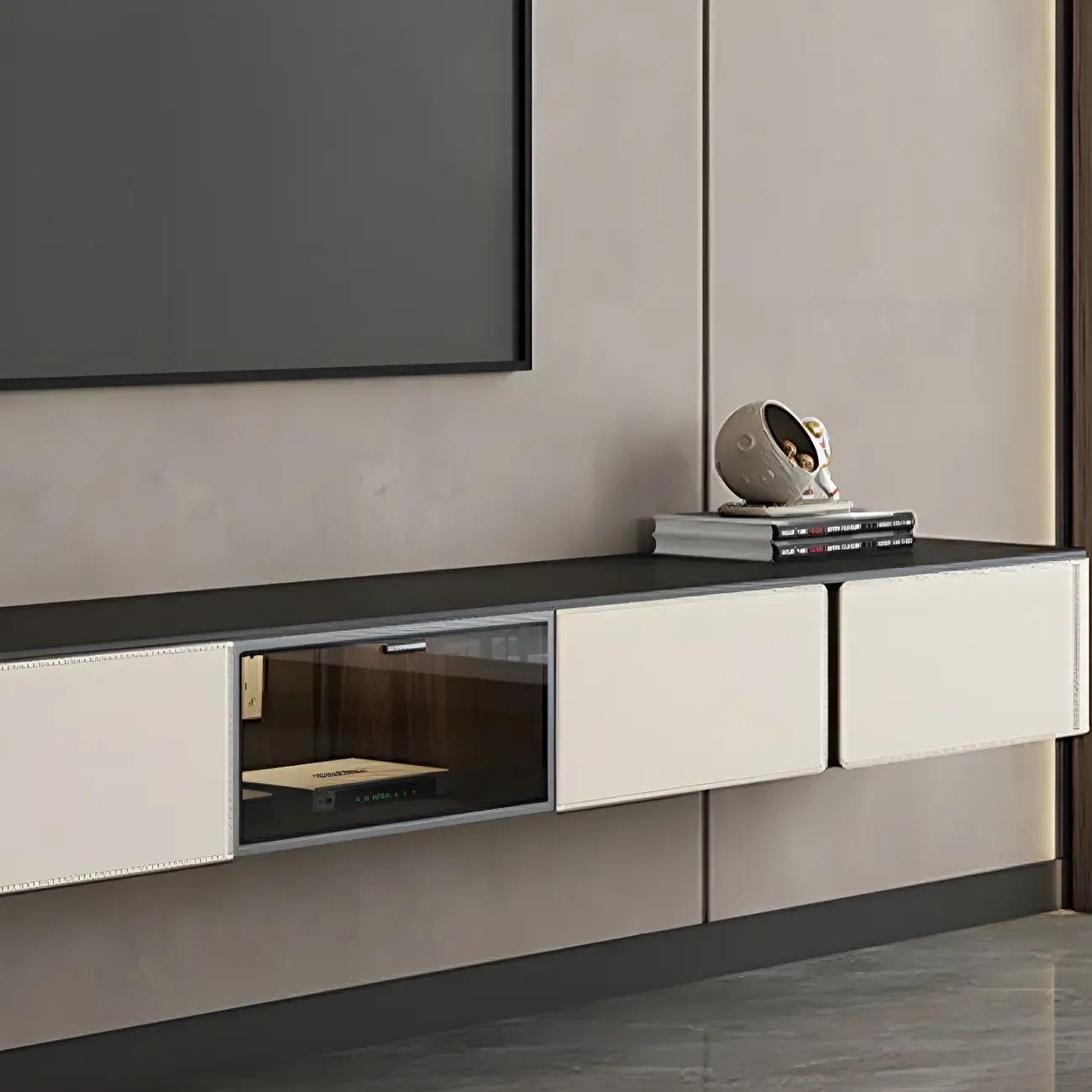 Stylish Stone Mueble Para TV Stand with Cable Management Image - 6