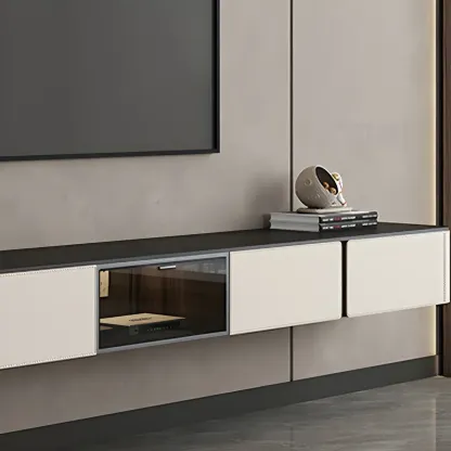 Stylish Stone Mueble Para TV Stand with Cable Management Image - 6