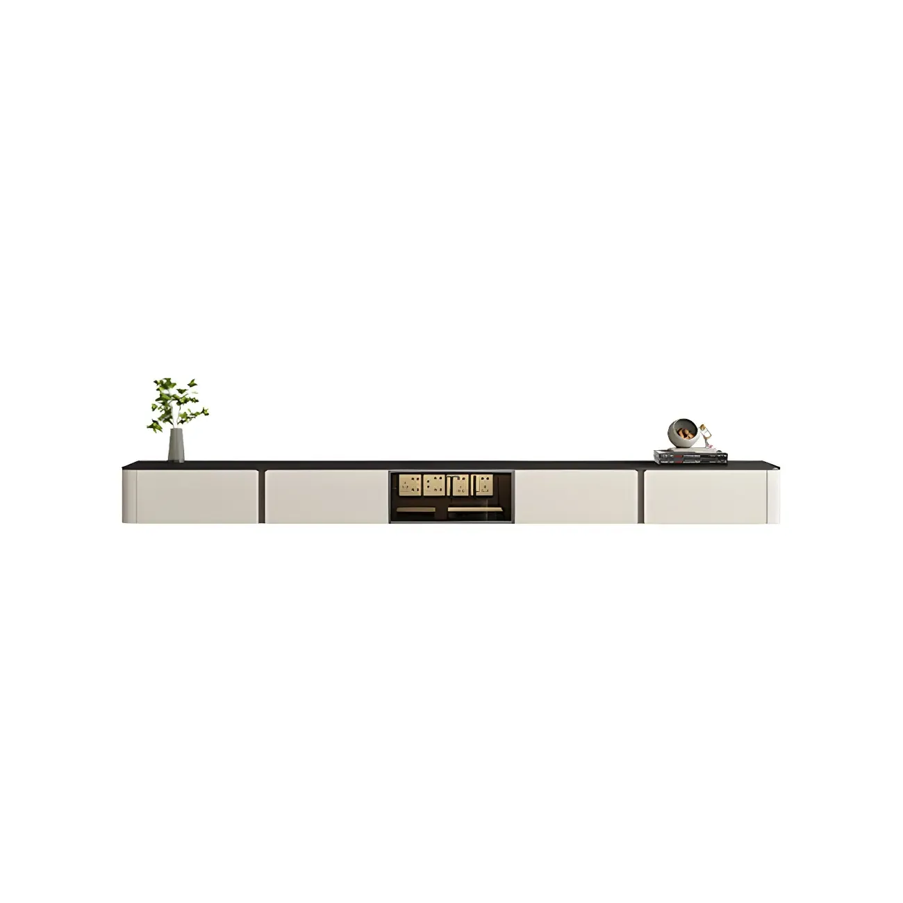 Stylish Stone Mueble Para TV Stand with Cable Management Image - 7