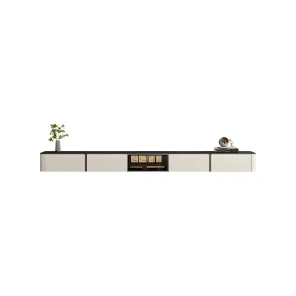 Stylish Stone Mueble Para TV Stand with Cable Management Image - 7