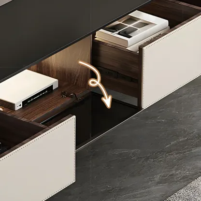 Stylish Stone Mueble Para TV Stand with Cable Management Image - 8