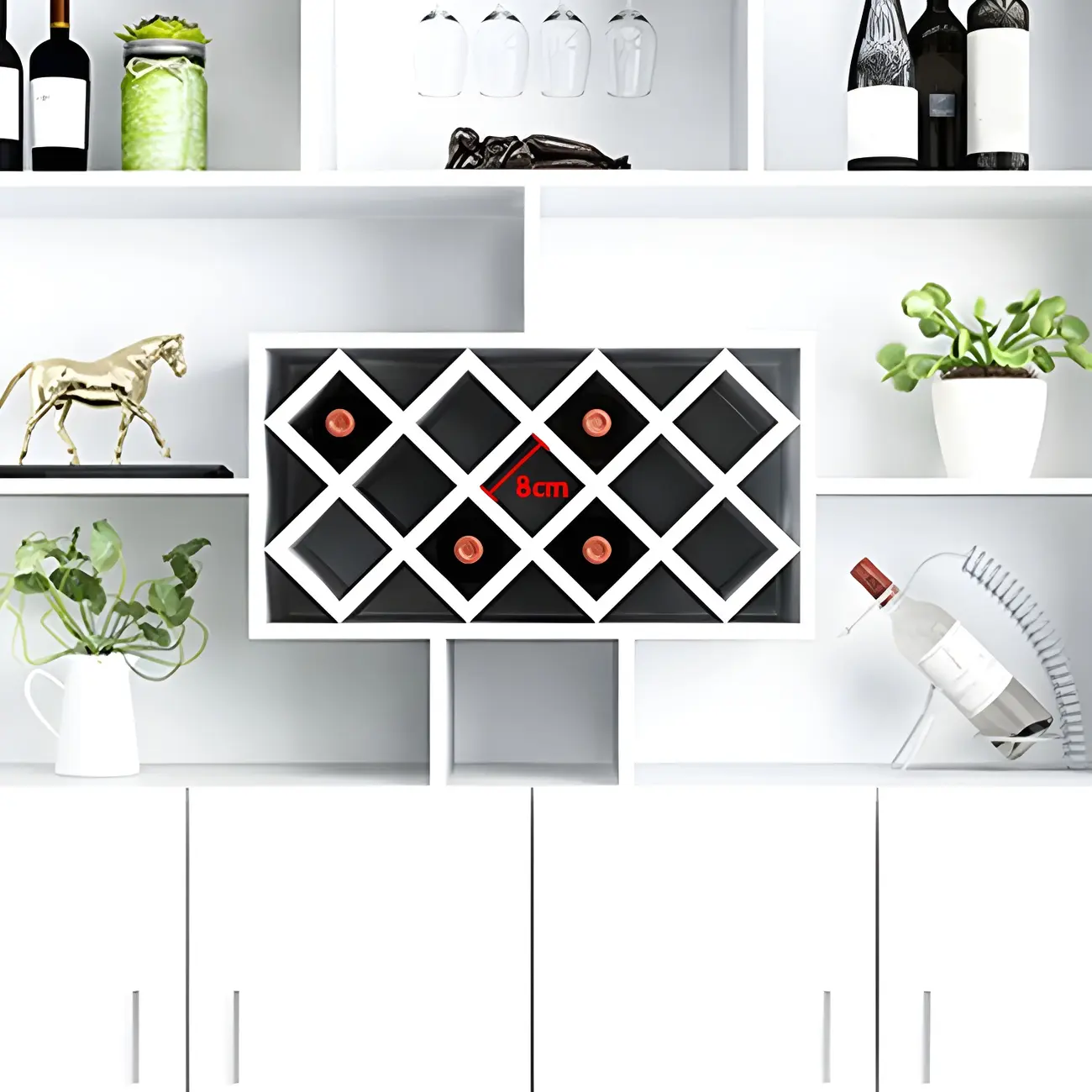 Black Modern Large Wooden Open Stackable Wine Cabinet Image - 10 | homeyfad