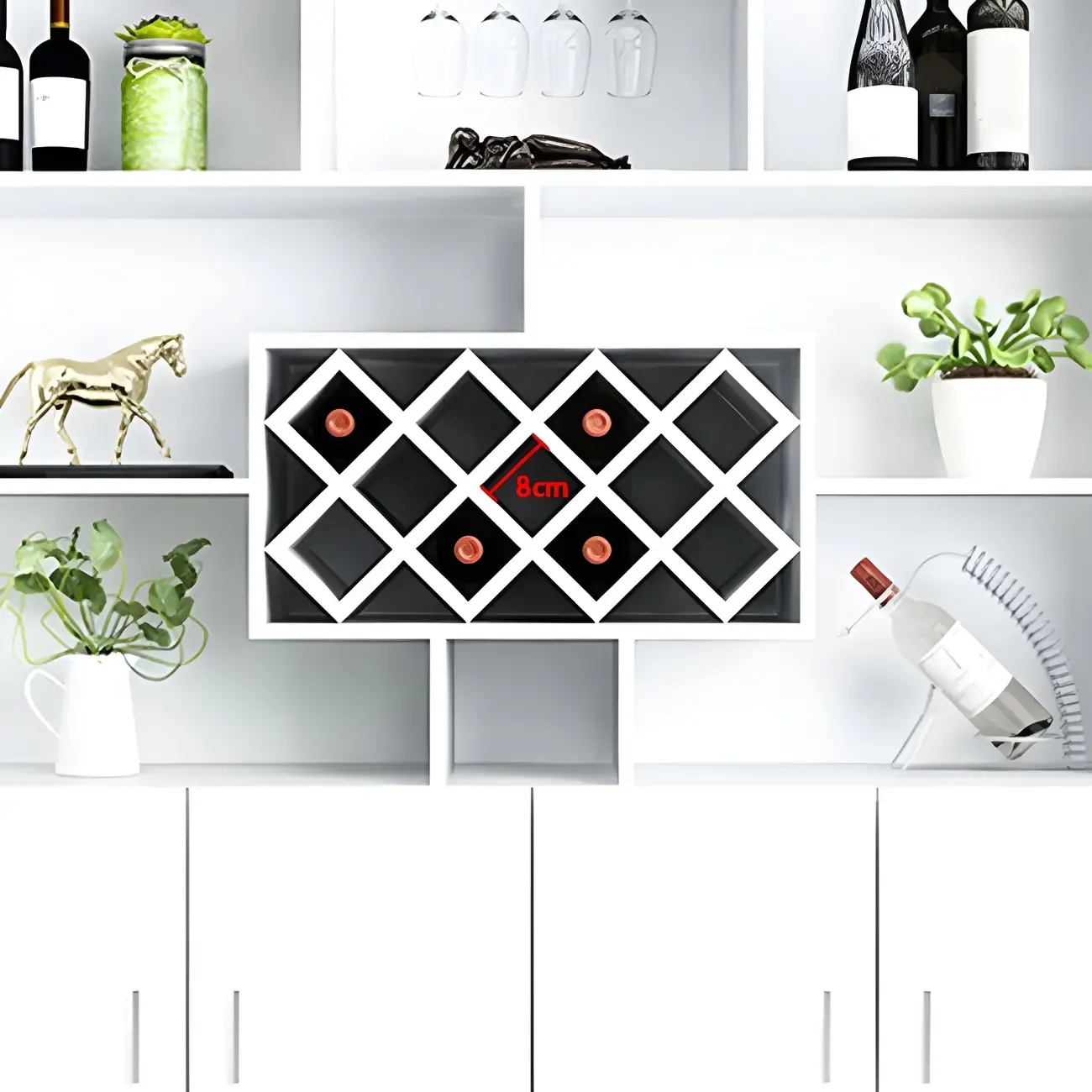 Black Modern Large Wooden Open Stackable Wine Cabinet Image - 10