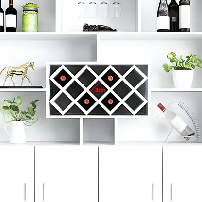 Black Modern Large Wooden Open Stackable Wine Cabinet Image - 10