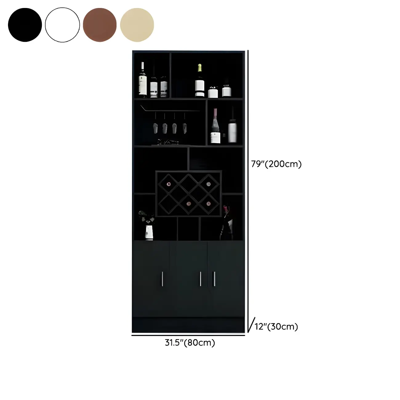Black Modern Large Wooden Open Stackable Wine Cabinet #size | homeyfad