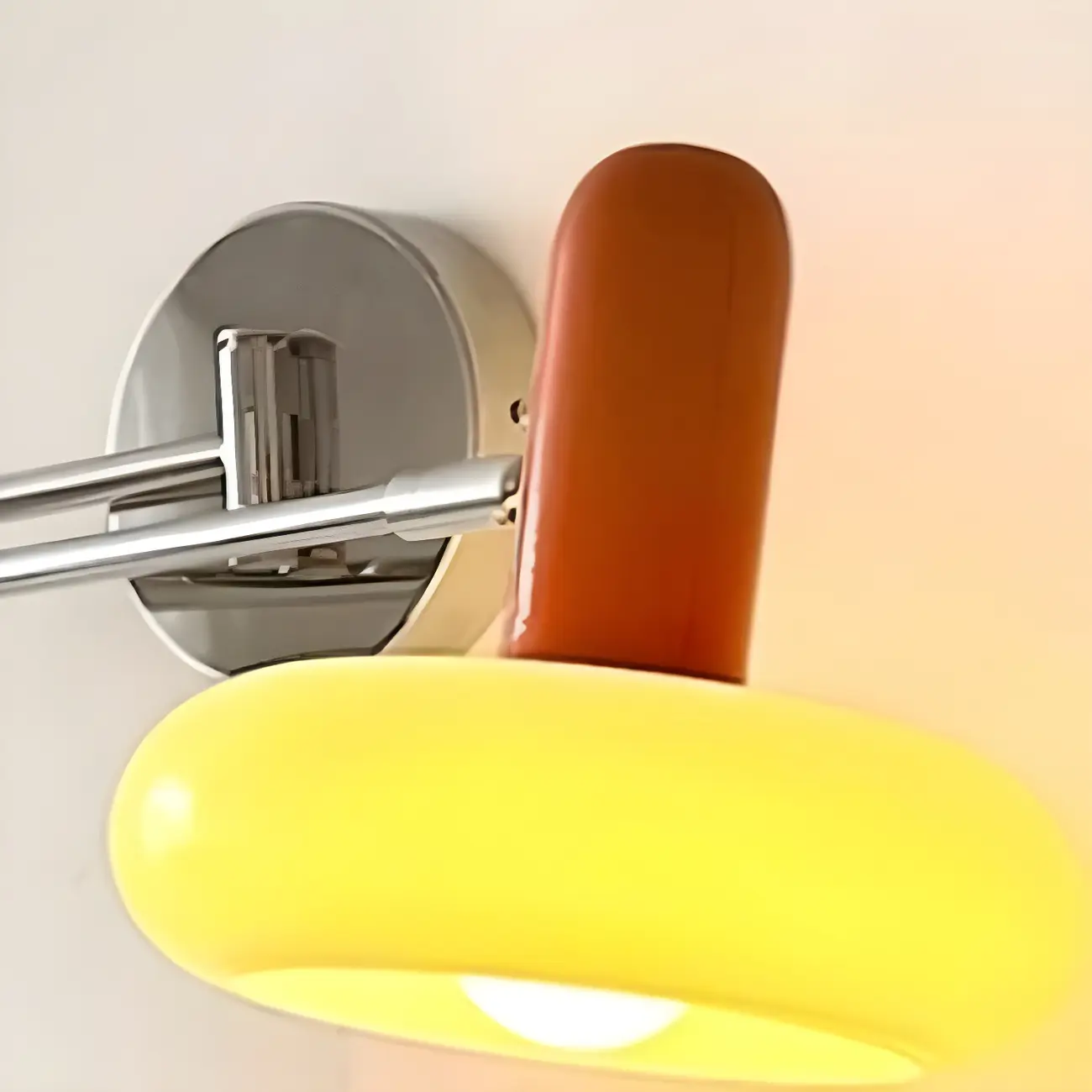 Contemporary Metal Silver Red Swing Arm Wall Light Image - 4 | homeyfad