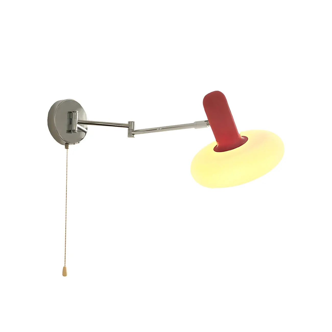 Contemporary Metal Silver Red Swing Arm Wall Light Image - 5 | homeyfad