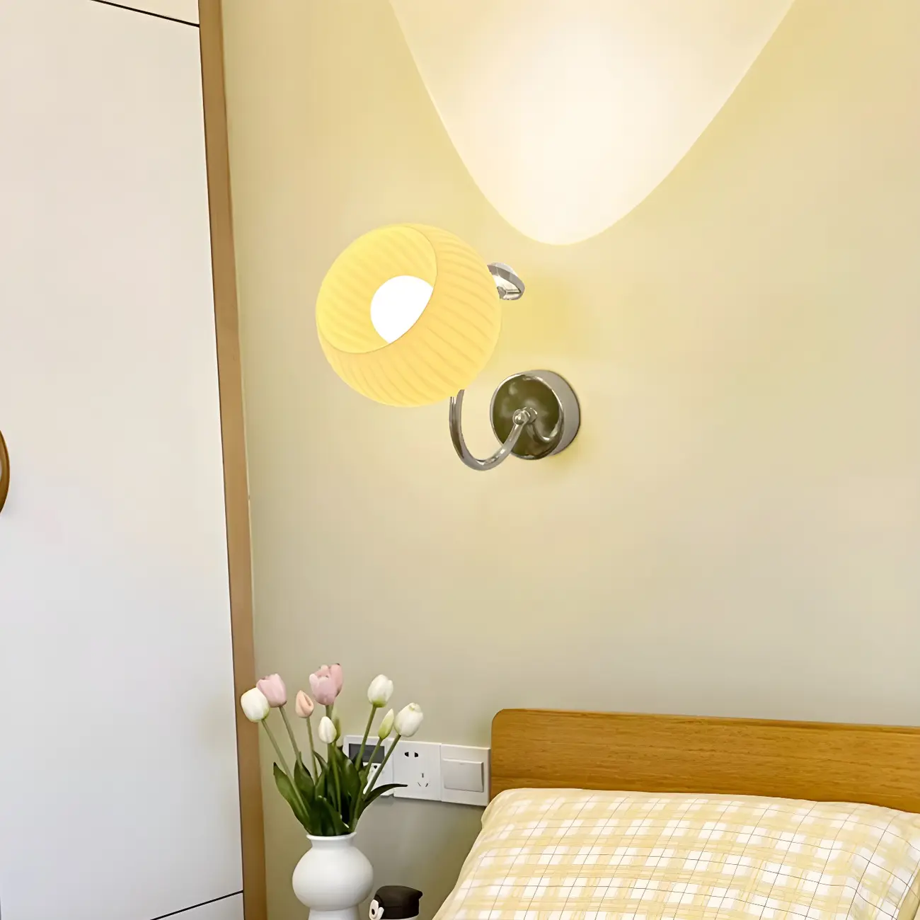 2-Light Small Globe Glass LED Wall Sconce for Bedroom Decor  Image - 4 | homeyfad