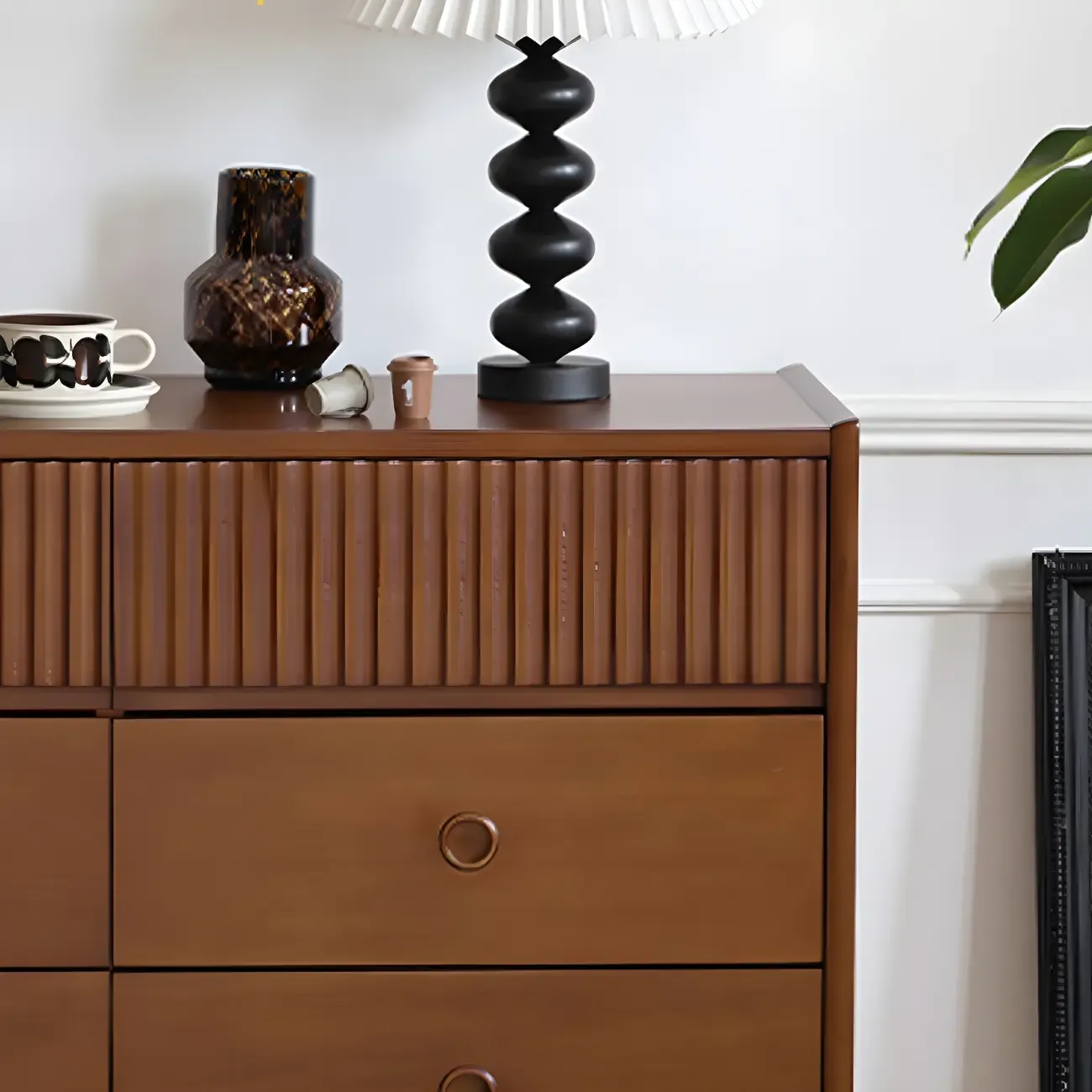 Vintage Brown Wooden Double-Layer Dresser with 9 Drawers Image - 7