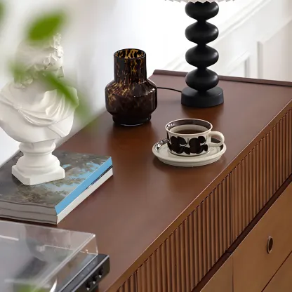 Vintage Brown Wooden Double-Layer Dresser with 9 Drawers Image - 8