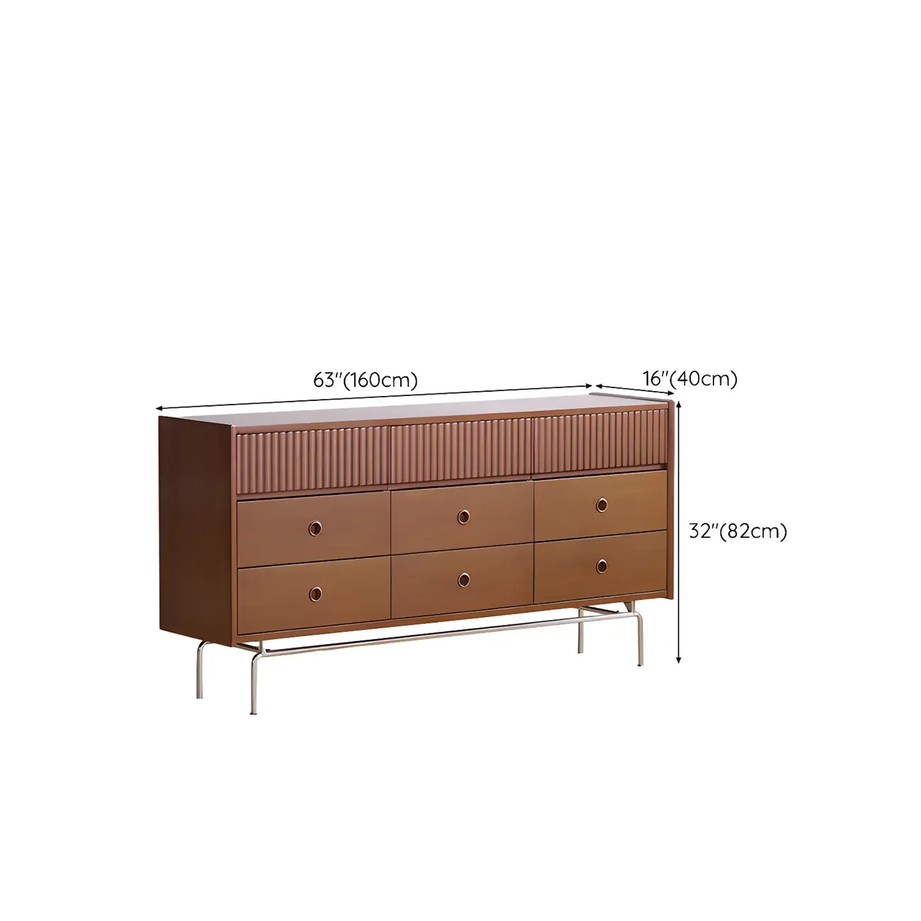 Vintage Brown Wooden Double-Layer Dresser with 9 Drawers #size | homeyfad