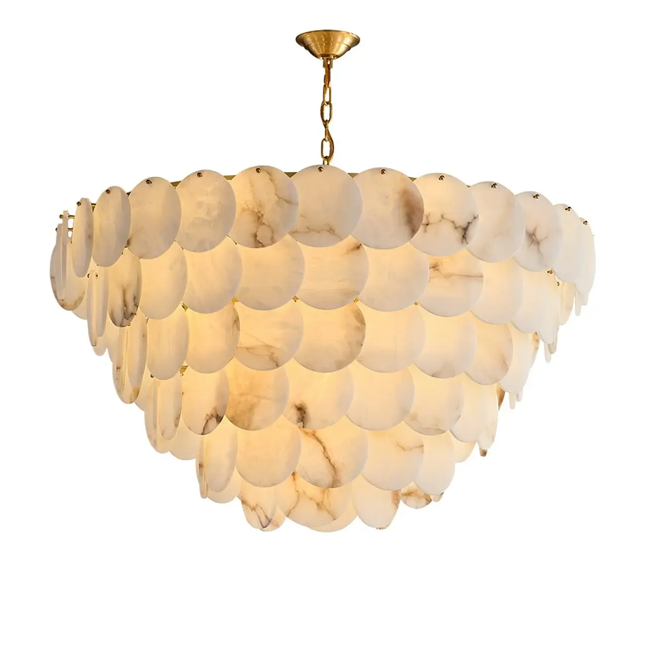 Mid-century Modern Alabaster Brass Chandelier Multi-tier Image - 34