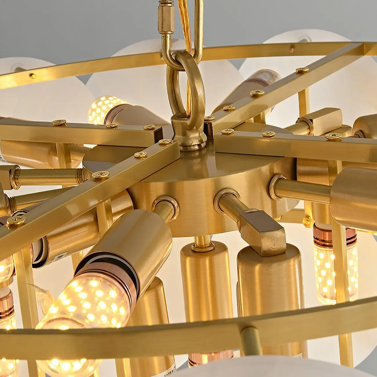 Mid-century Modern Alabaster Brass Chandelier Multi-tier Image - 19 | homeyfad
