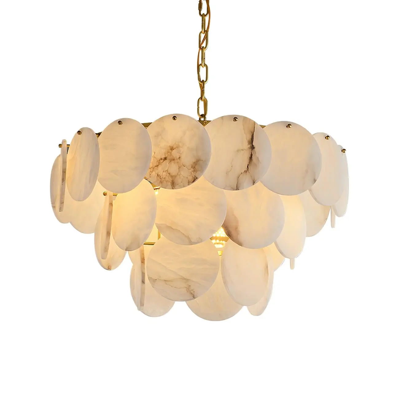 Mid-century Modern Alabaster Brass Chandelier Multi-tier Image - 30 | homeyfad