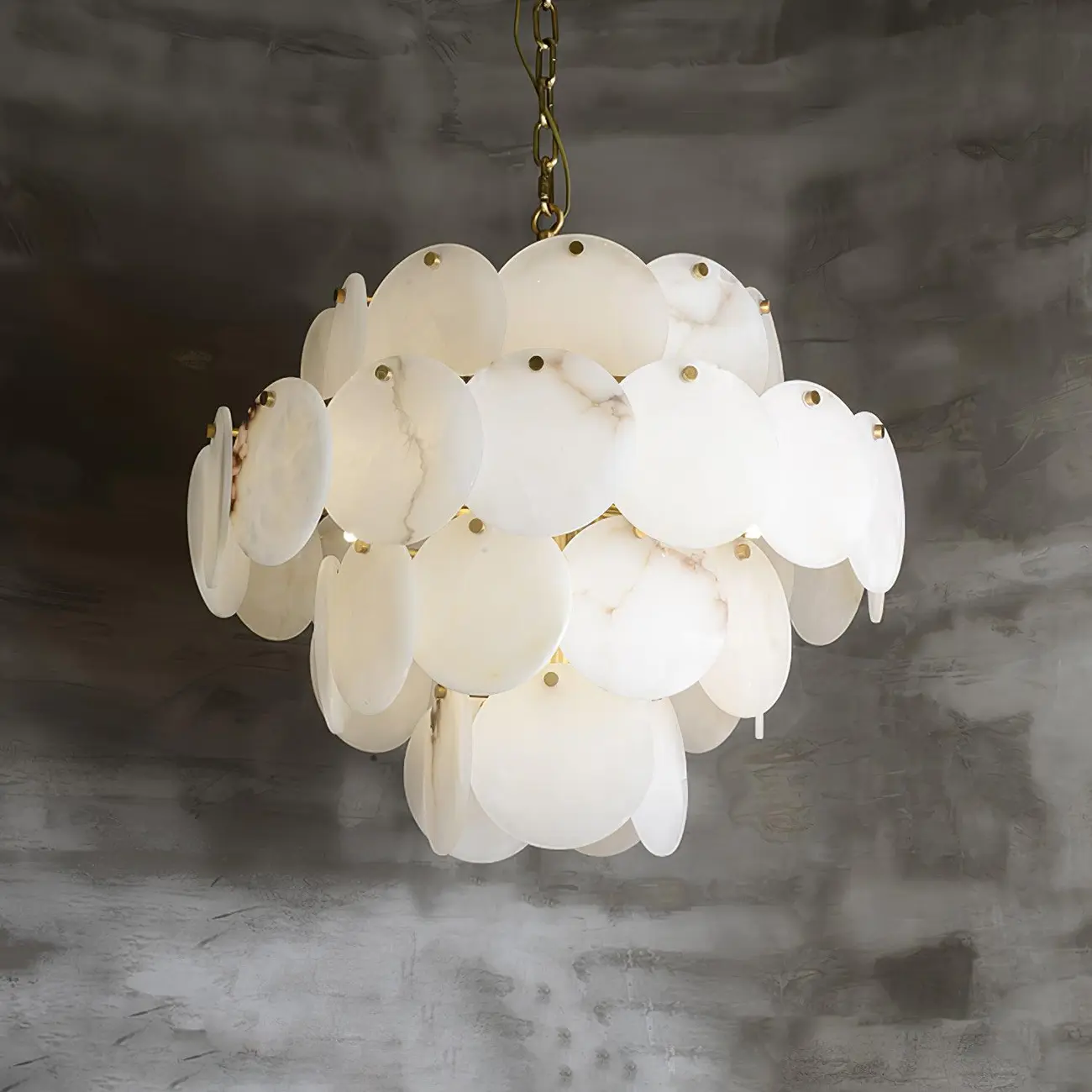 Mid-century Modern Alabaster Brass Chandelier Multi-tier Image - 21 | homeyfad