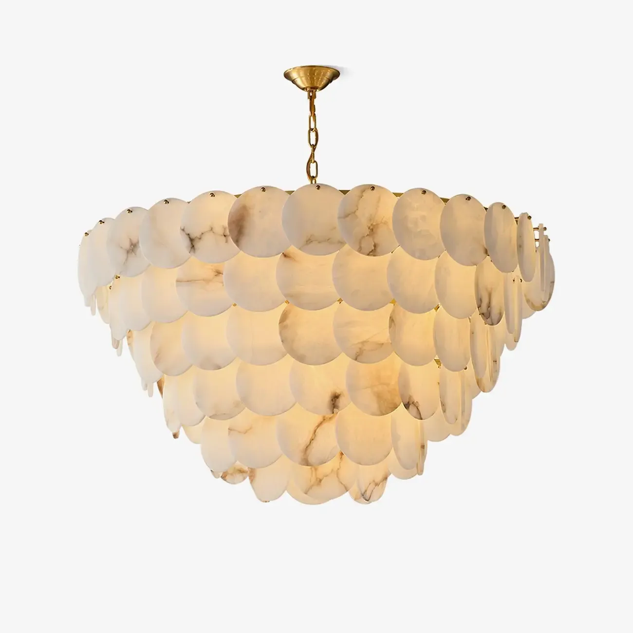 Mid-century Modern Alabaster Brass Chandelier Multi-tier Image - 27