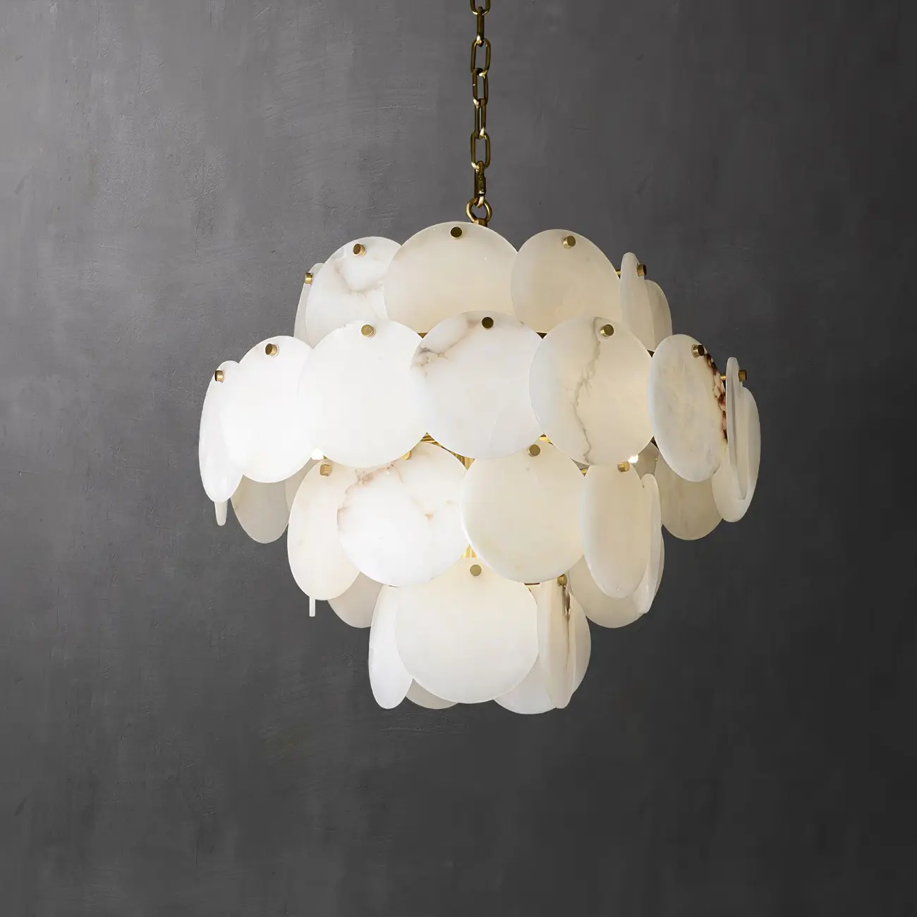 Mid-century Modern Alabaster Brass Chandelier Multi-tier Image - 2 | homeyfad