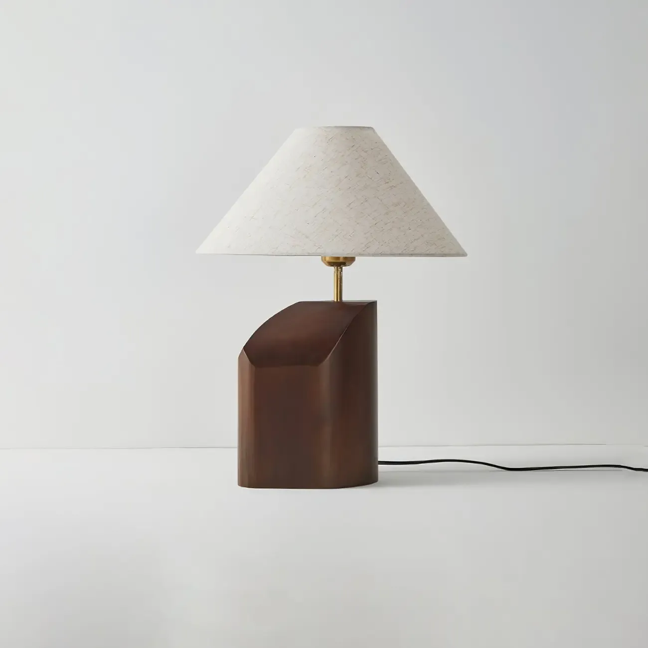 Contemporary Wood Fabric Table Lamp With Drum Shade Image - 15