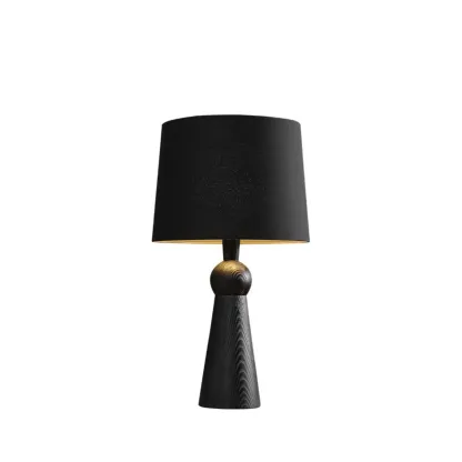 Contemporary Wood Tapered Base Table Lamp With Linen Shade Image - 11