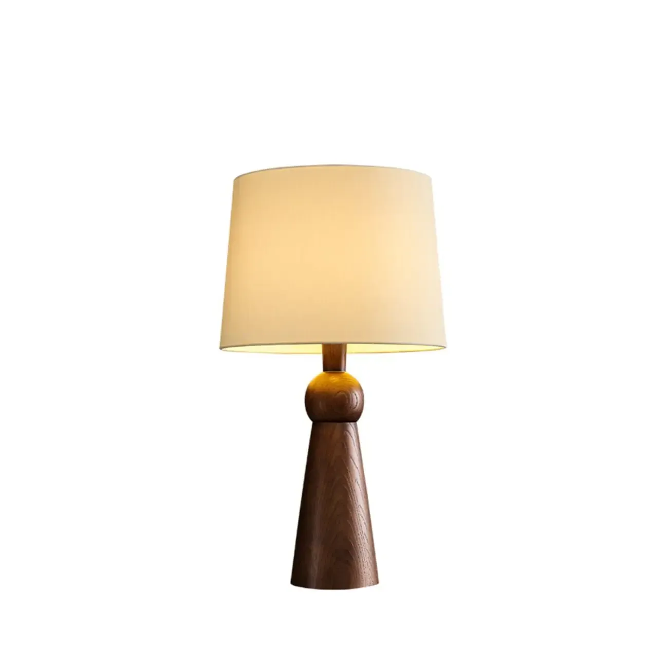 Contemporary Wood Tapered Base Table Lamp With Linen Shade Image - 12