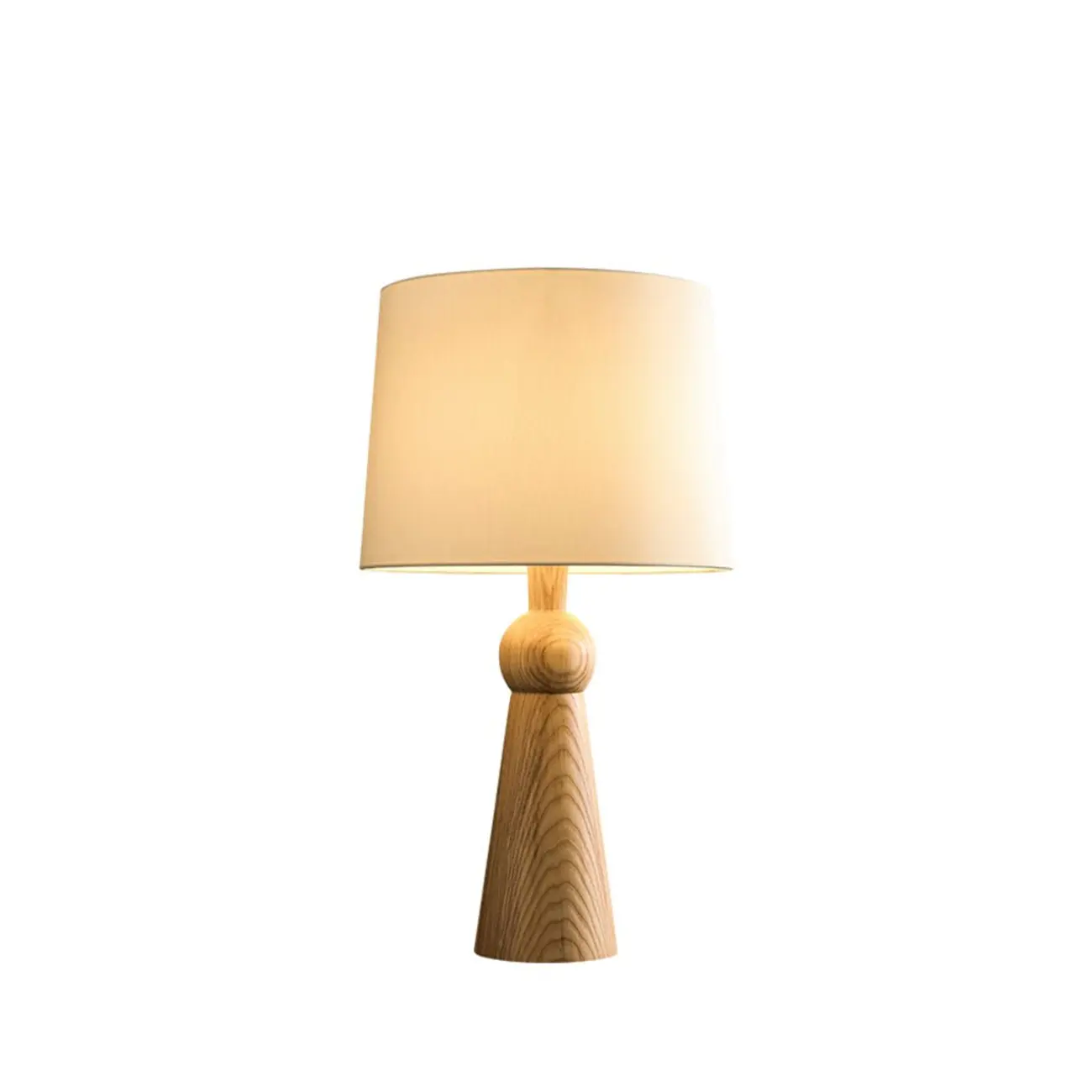 Contemporary Wood Tapered Base Table Lamp With Linen Shade Image - 13 | homeyfad