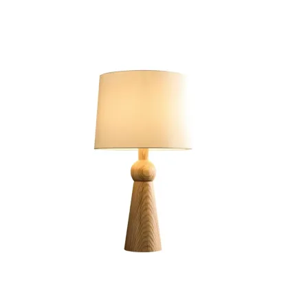 Contemporary Wood Tapered Base Table Lamp With Linen Shade Image - 13