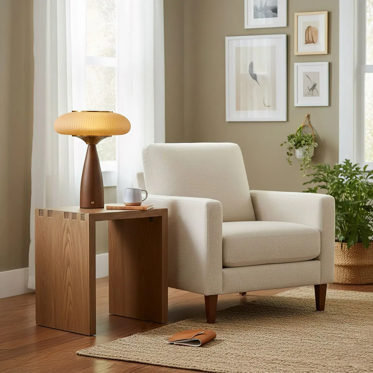 Mid Century Modern Wood Base Post Cap Table Lamp Image - 11 | homeyfad