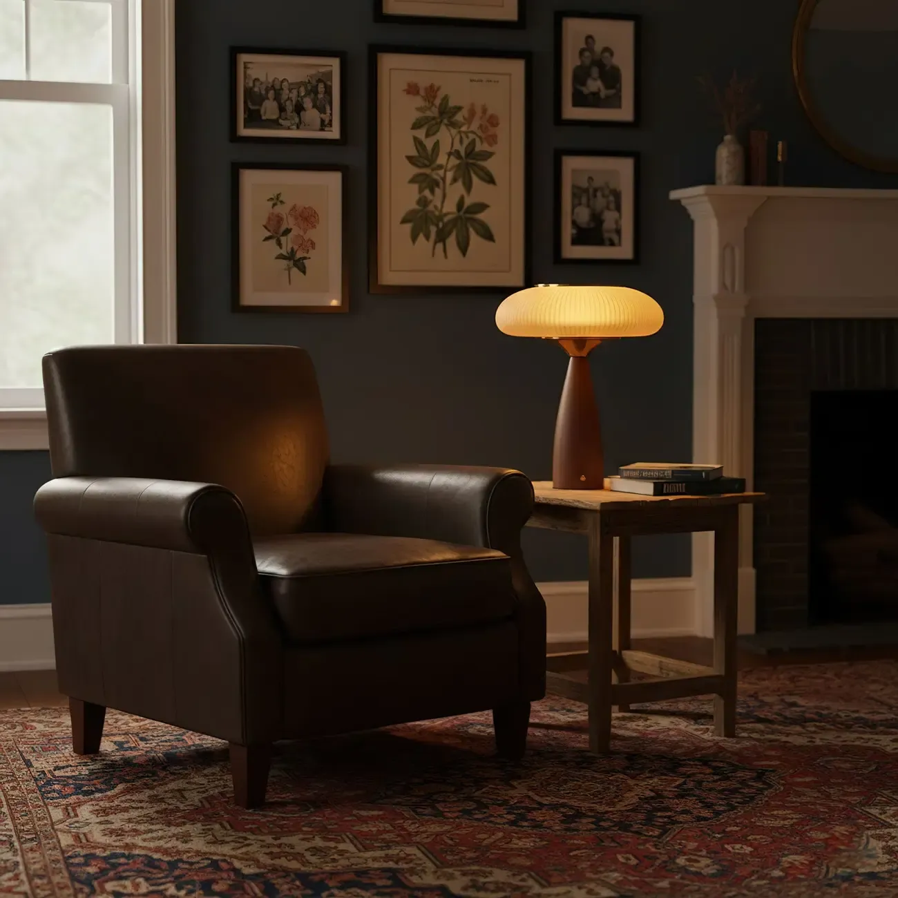 Mid Century Modern Wood Base Post Cap Table Lamp Image - 12