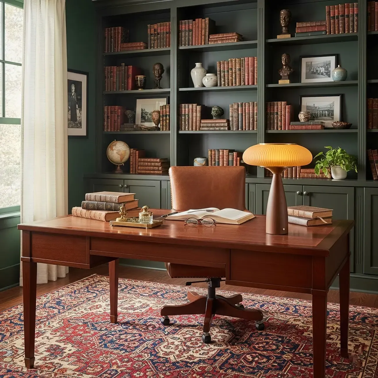 Mid Century Modern Wood Base Post Cap Table Lamp Image - 14