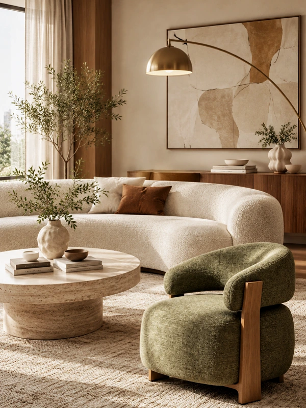 Contemporary Living Room with Sofa Accent Chair
